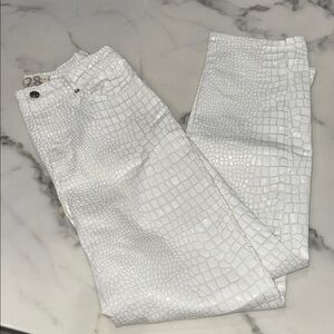 We the Free by Free People White Croc-Embossed Pants